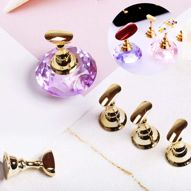 Подставка для демонстрации ногтей стойка искусственных фиолетовая розовая