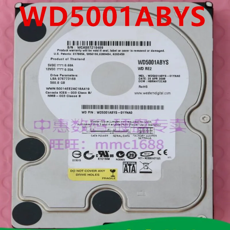 

Almost New Original HDD For WD 500GB 3.5" 16MB SATA 7200RPM For Desktop HDD For WD5001ABYS