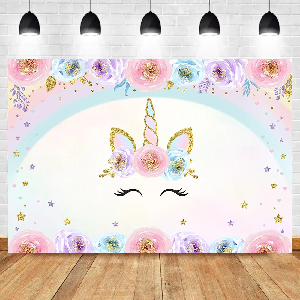 

Фон для фотосъемки с изображением единорога, цветка, дождя