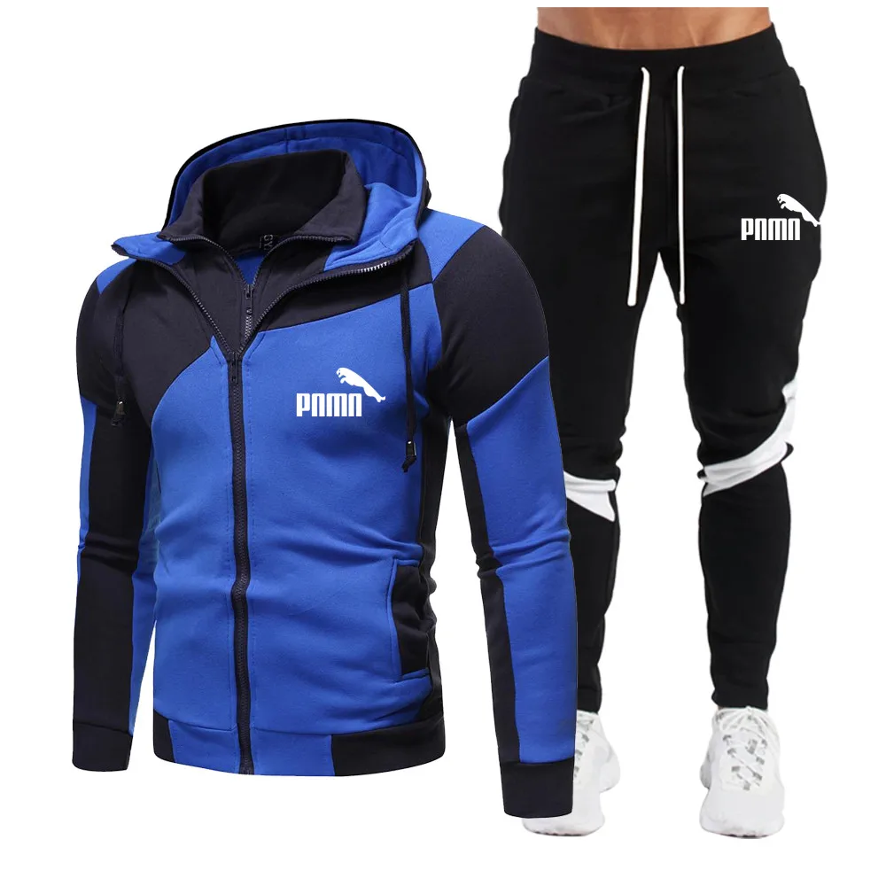 

2020 Fashion New Casual Sportswear Men's Suit Hoodie and Pants 2 Pieces/Set of Zipper Hooded Sweatshirt Suit Sportswear Men 3XL