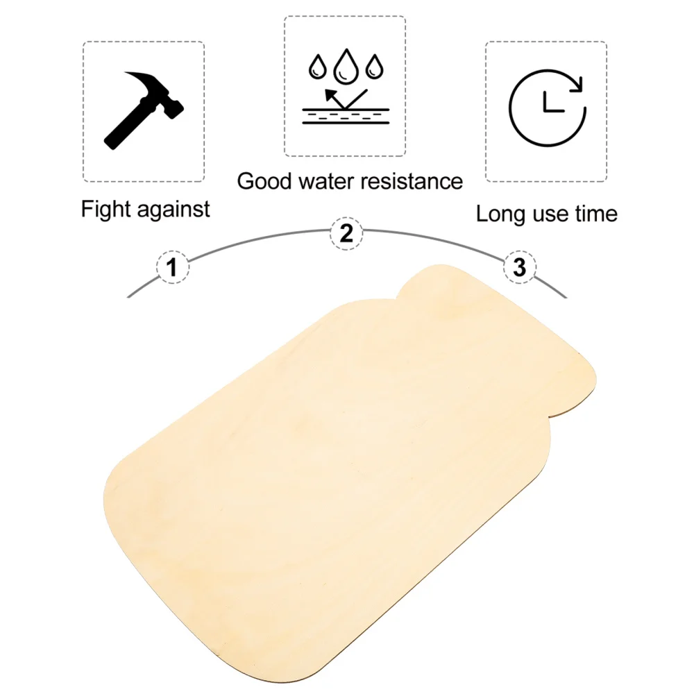 

5Pcs Unfinished Wood Cutout Jar Shape Slice Festival Craft DIY Accessories