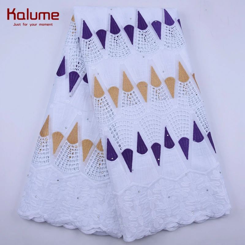 Kalume 2020 High Quality African Lace Fabric Stones Nigerian Swiss Cotton In Switzerland Holes Design For DressF1918 | Дом и сад