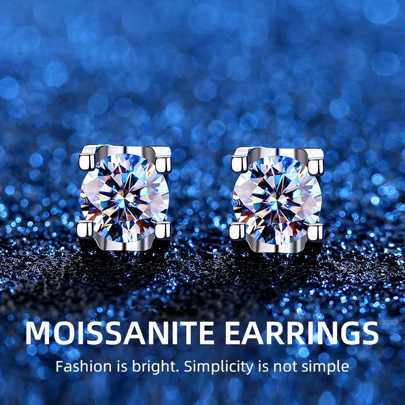 

NYMPH Moissanite Earrings 925 Sterling Silver 1ct Diamond jewelry Moissanite Wedding Party Anniversary Gift For Women