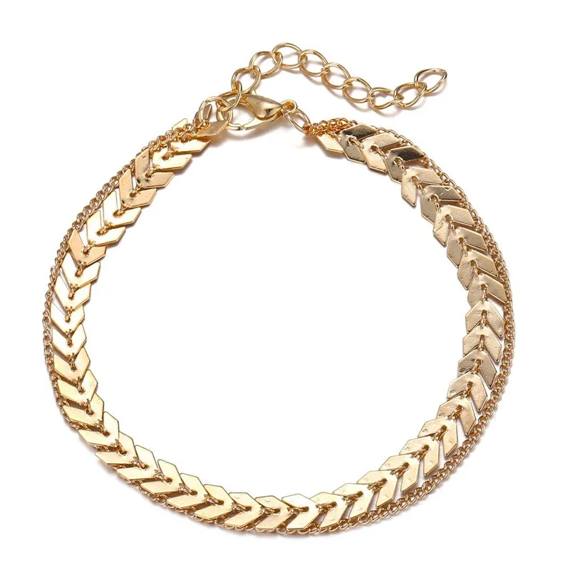 new summer gold silver color chain ankle bracelet girl simple anklets for women fashion beach foot jewelry 2020 | Украшения и
