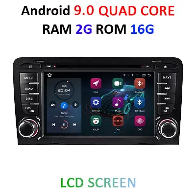 Ips DSP для Audi A3 S3 2002-2013 4G ram 64G 8 core 2 din Android 9,0 автомобильный радио мультимедиа dvd-плеер gps навигация obd2 dvr DAB - Цвет: 2G 16G LCD