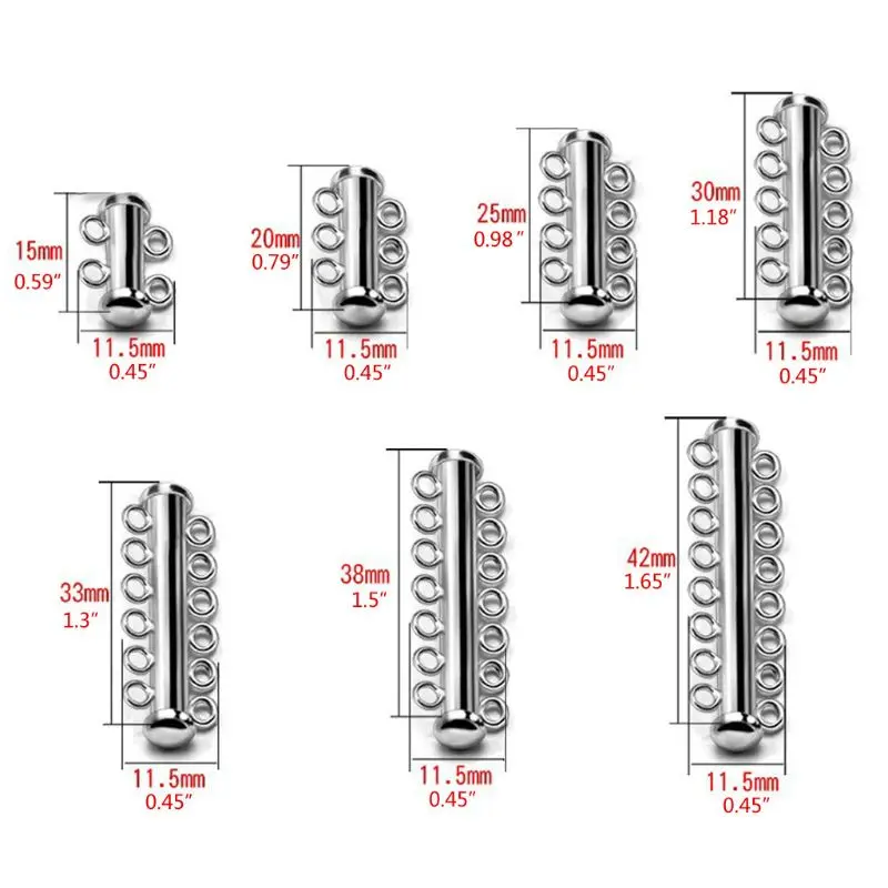 

Y1UE 10Pcs Layered Bracelet Necklaces Slide Strong Magnetic Clasps Tubes Lock Rhodium Plated Buckle Hook Jewelry Findings