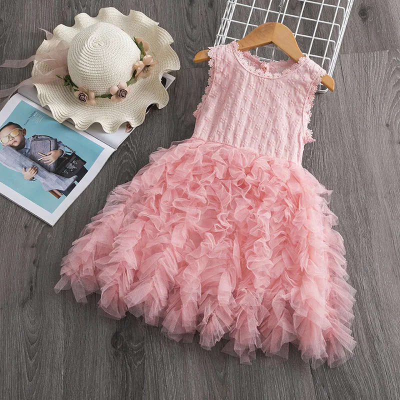 

Flowers Girls Dress 2021 Sleeveless Girls Teenage Princess Dress Children Clothing Girls Summer Casual tutu Dress 2-8Y