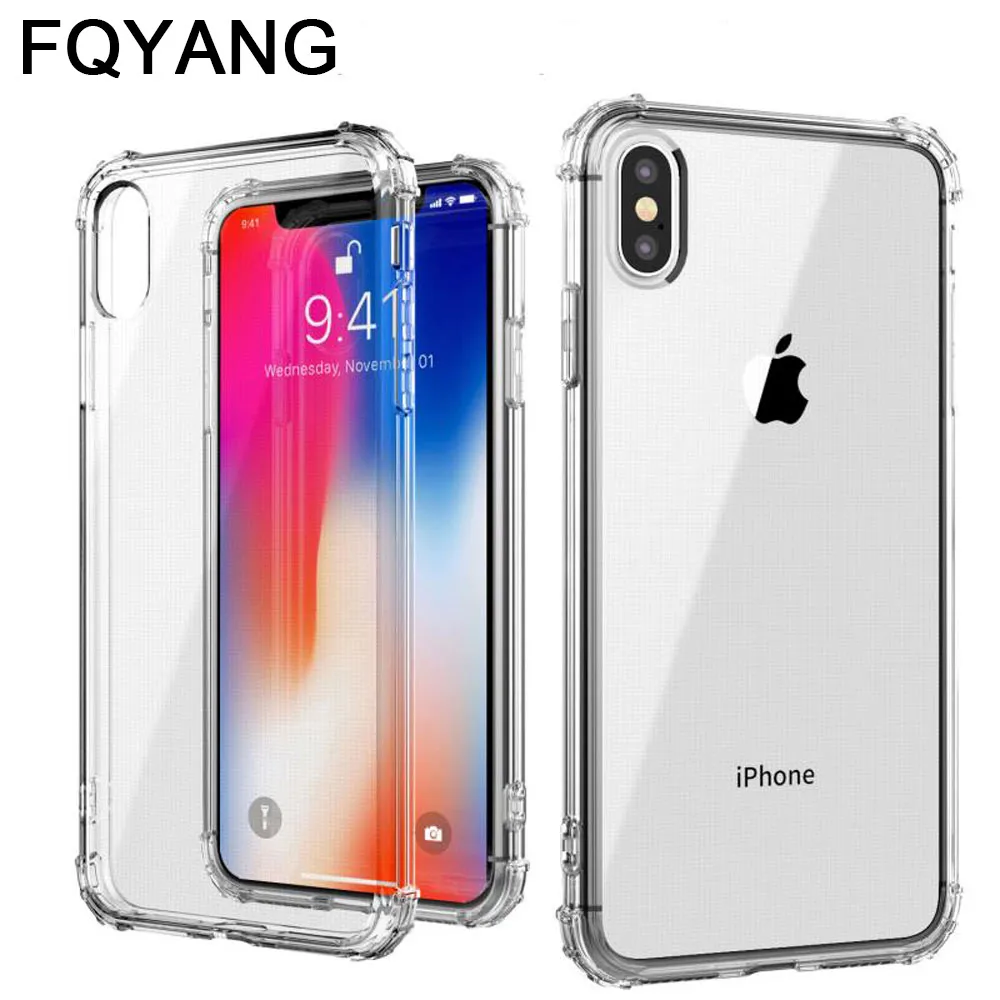 Сверхмощный защитный чехол для телефона iPhone XR XS Max X 6S 7 8 Plus прозрачный силиконовый