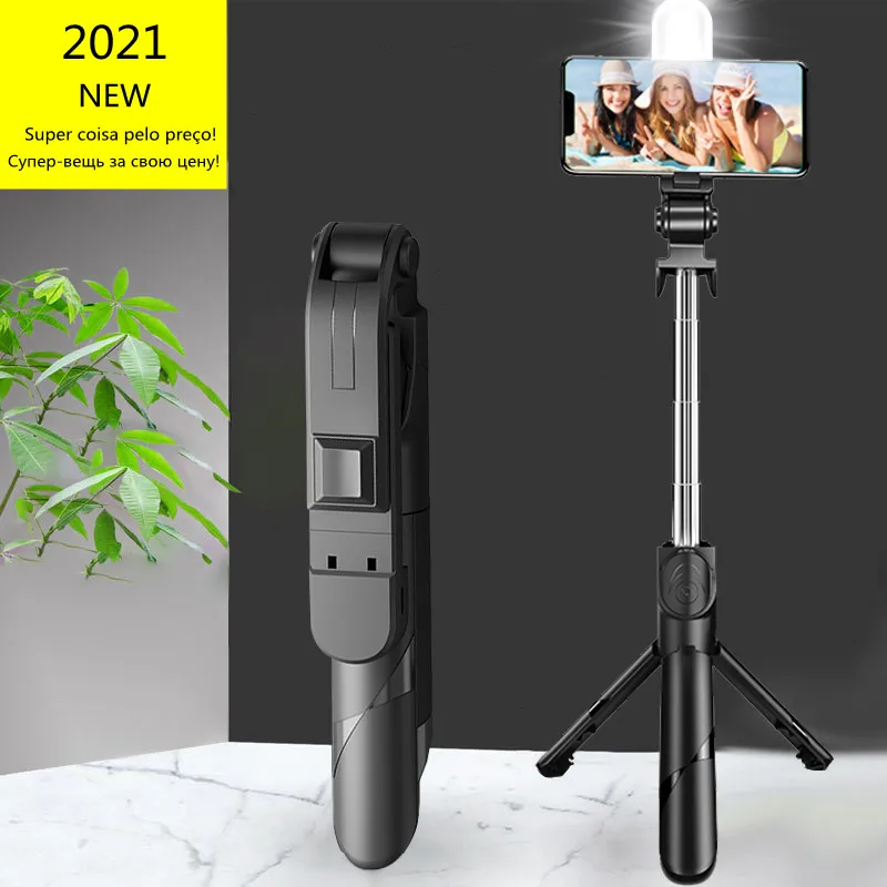 

Новинка 2021, беспроводная селфи-Палка с Bluetooth, мини-штатив, выдвижной монопод с заполсветильник и дистанционным затвором для телефонов IOS, ...