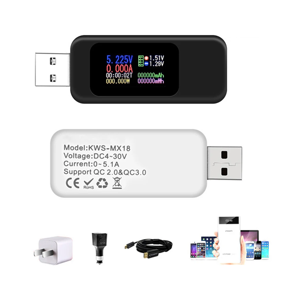 

2020 HOT LCD Mobile Battery Tester Power Detector Voltage Current USB Voltage Meter Multifunction Power Bank Capacity Indicator