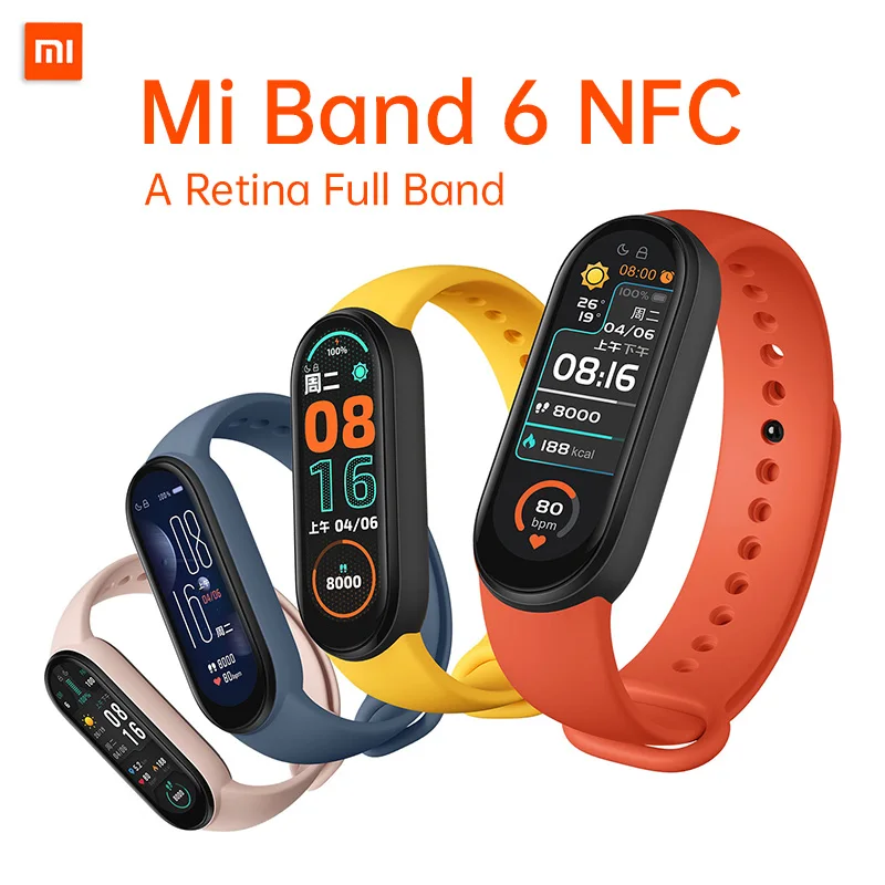 В наличии умный Браслет Xiaomi Mi Band 6 NFC 1 56 &quotAMOLED цветной экран SpO2 сердечного ритма