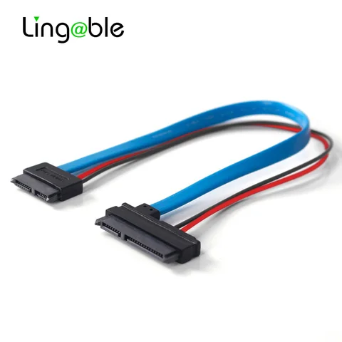 Кабель-адаптер Lingable SATA, серийный разъем ATA 22Pin 7 + 15 Female к slim SATA 13Pin 7 + 6 Female, коннектор, кабели 30 см