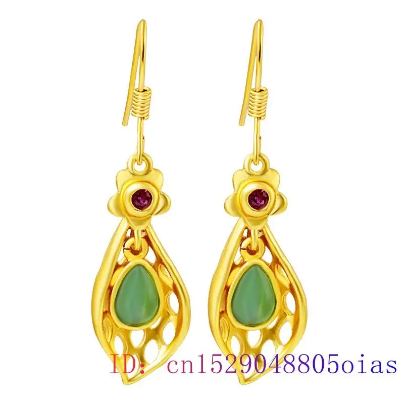 Нефритовые серьги-капли из серебра 925 пробы модные женские серьги с цирконием