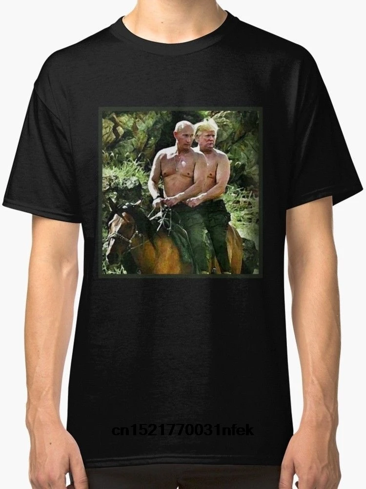 Мужская футболка модная повседневная лучшие друзья Трамп и Путиным черные