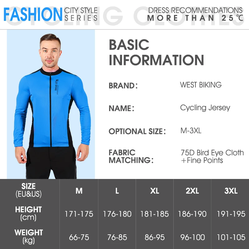 WEST BIKING Long Sleeve Cycling Jersey Breathable Team Racing Sport Bicycle Men Shirt Clothing Comfortable Bike | Спорт и