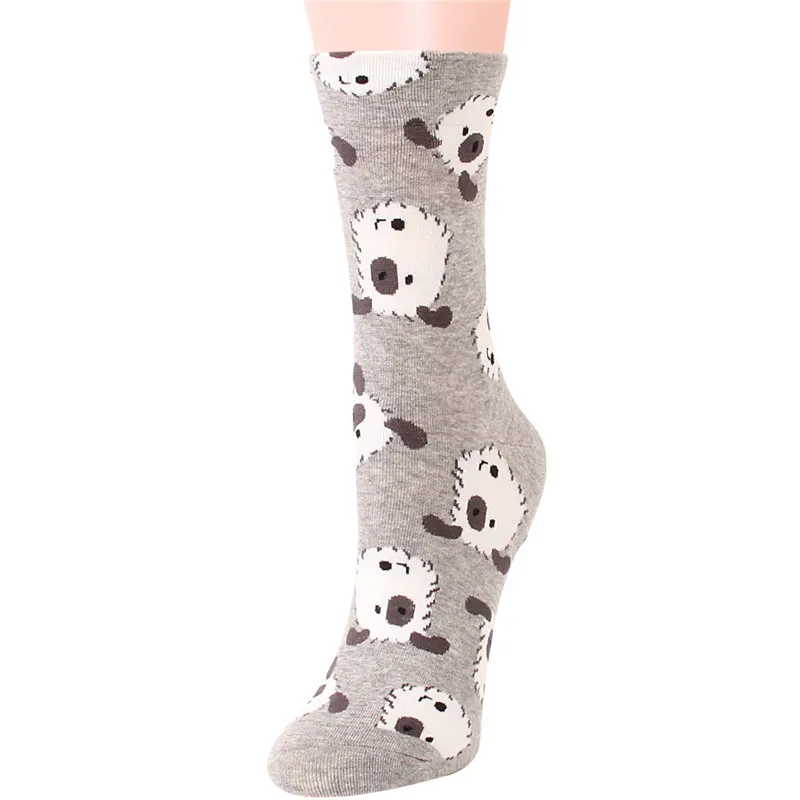 Autumn Winter Women Cartoon Cotton Socks 5 Pairs/Set Lovely Shiba Inu Border Collie Pug Pattern Female Ladies Tube Socks