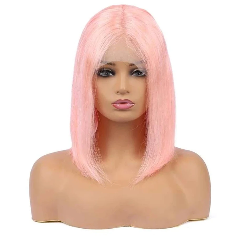 

FANXITON синтетический кружевной передний парик для чернокожих женщин розового цвета прямые короткие Короткие парики боб Резы 12 дюймов бескле...