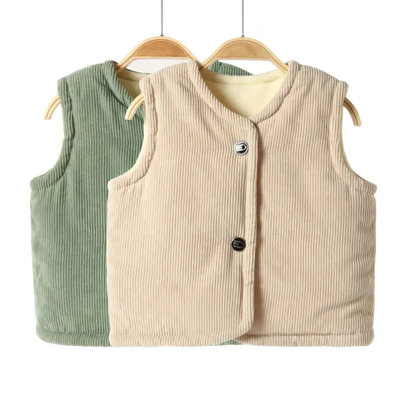 

Зимнее пальто для детей, хлопковый жилет, верхняя одежда, утепленная, бархатная, для маленьких мальчиков и девочек, Повседневная теплая одеж...