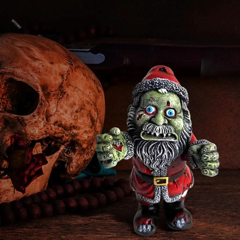 

Garden Sculpture Decor Halloween Horror Standing Zombie Santa Resin Ornament
