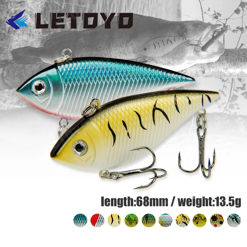 

LETOYO 68mm 13.5g "Lipless Crank" Vib Fishing Lures Sinking Wobblers 3D Fish Eyes Long Casting Artificial Hard Baits Japan New