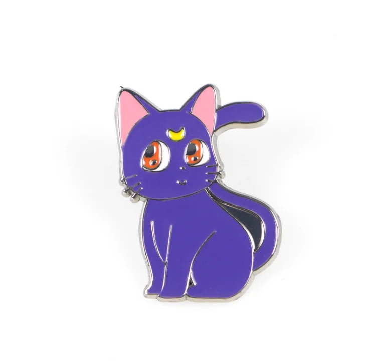 Брошь из сплава в японском стиле аниме Луна косплей мультфильм Черный кот Белый
