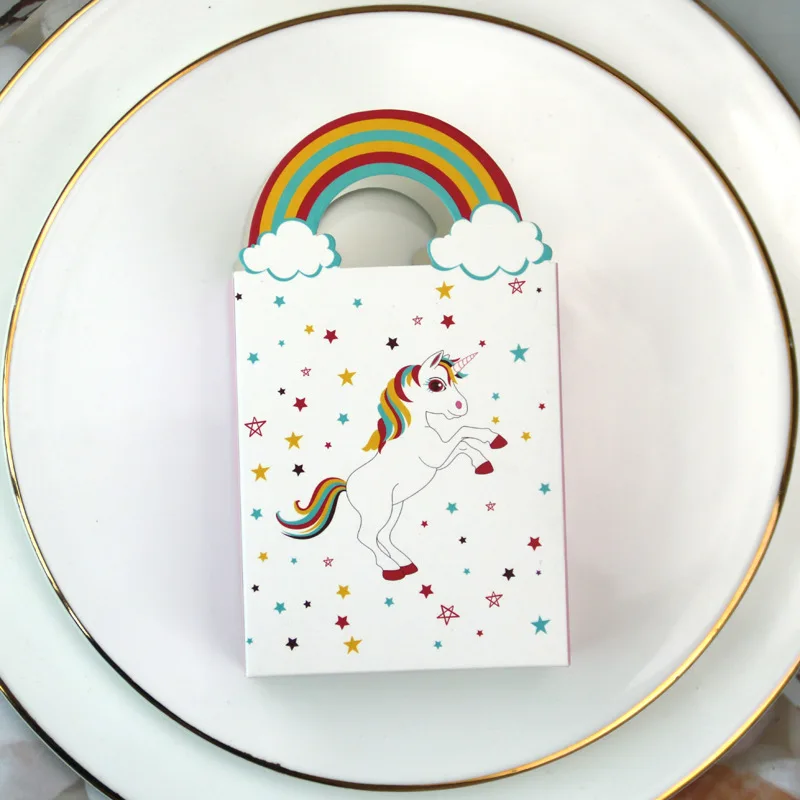 

6pcs Unicorn Party Supplies Paper Popcorn Gift Box Candy Dragee Cookies Bags Unicorn Party Kids Favors Paper Wrapping Supplies