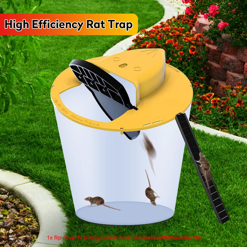 

Reusable Plastic Smart Mouse Trap Bucket Lid Rat Trap Household Ratcatcher Humane Outdoor Indoor Mouse Trap Flip N Slide Bucket