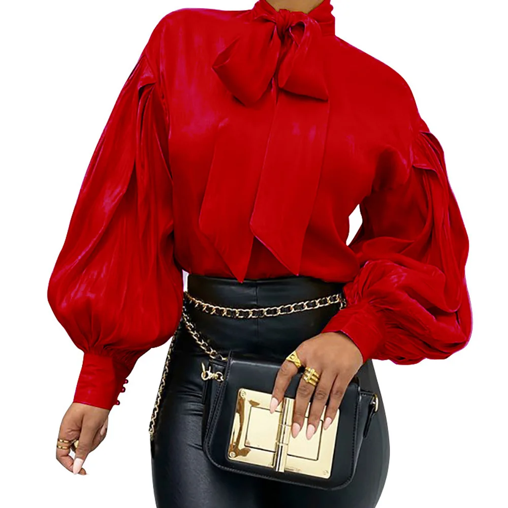 

TSACTE 2021 Spring Hot Sale Women's Long-Sleeved Solid Color Shirts, Retro Tops, Cocktail Party Dinner Temperament Tops