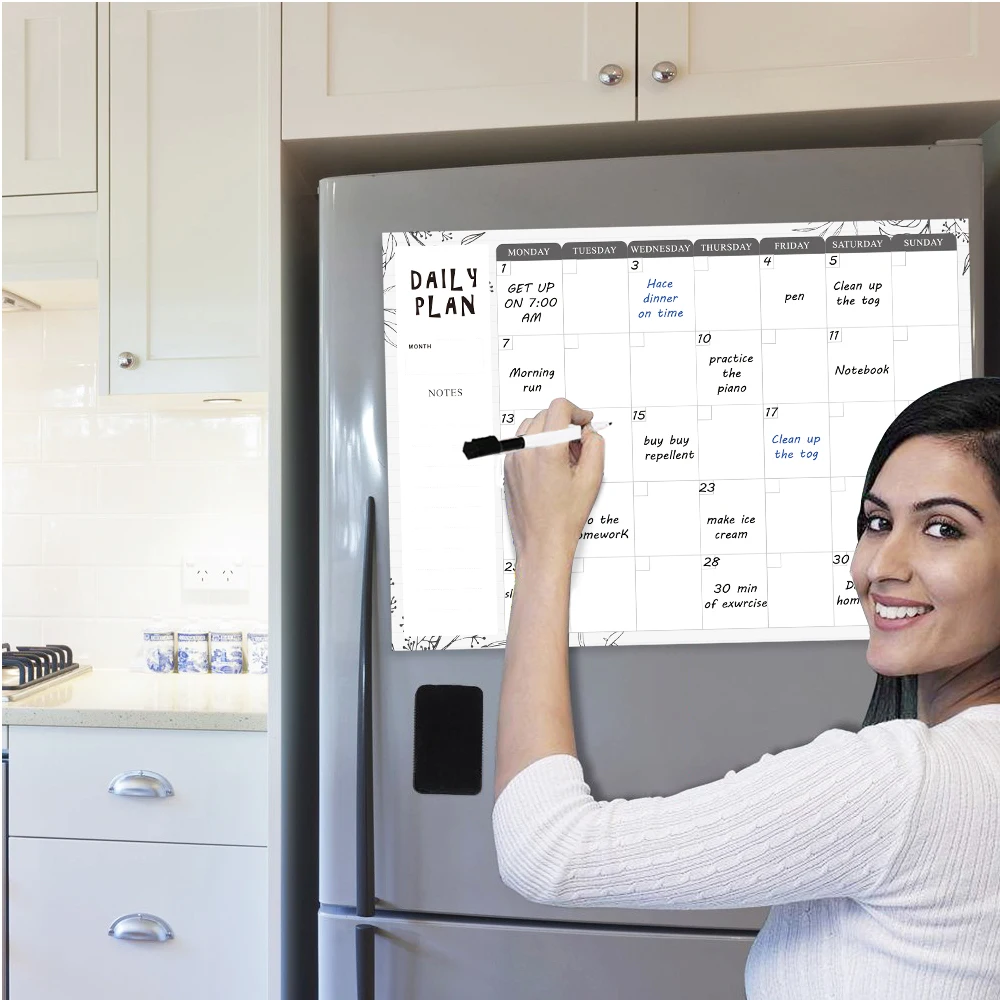 Магнитный Еженедельный ежедневник белая доска для органайзер холодильника с