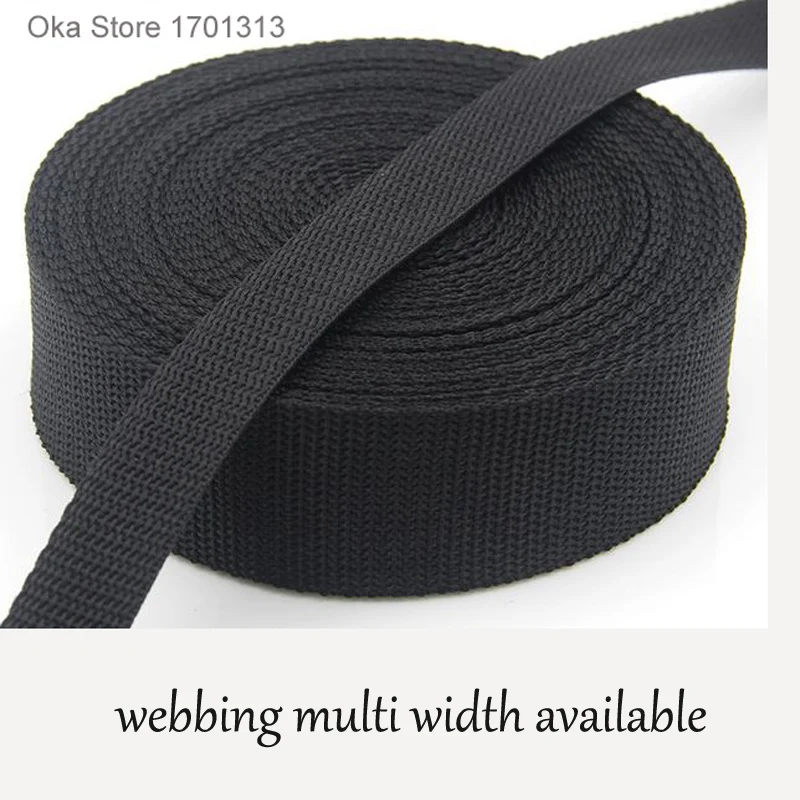 5M strong black equipment bundle PP belt tape 2cm to 5cm width polypropylene webbing band for tent accessories sewing bag belt
