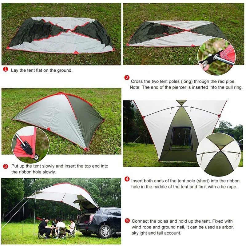 

Car Tail Tent Awning Sun Shelter Trailer Tent Portable Waterproof Auto Canopy Camper Trailer Tent for Camping Beach SUV