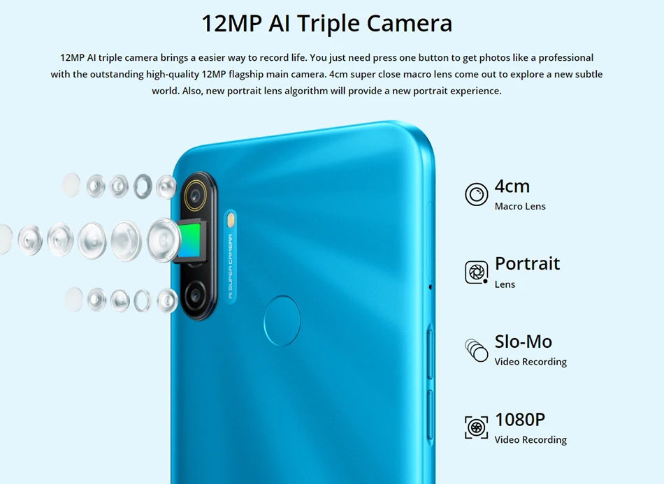 Realme C3 глобальная версия 3 Гб 64 6 5 ''мобильный телефон Helio G70 Восьмиядерный 12 МП