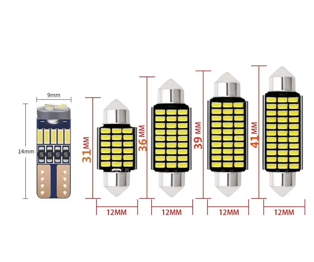 6 комплектов светодиодные Белые лампы для чтения салона автомобиля T10 и 31 мм |