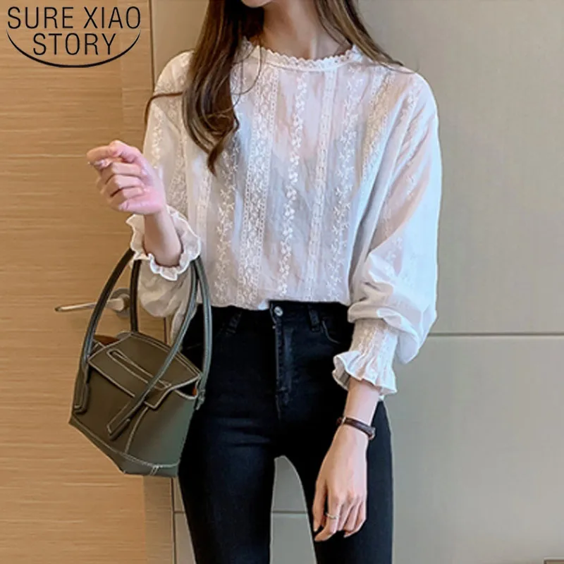 Blusas Mujer De Moda 2021 Осенняя мода Женская белая шифоновая повседневные кофточки с