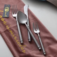 retro knife spoon and fork dinnerware sets luxury cutlery tableware nordic cooking utensils dinner set kitchen zero waste gift
