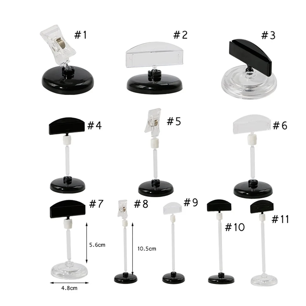 

Black Clear Ps Plastic Sign Clip Label Holder Stand Wedding Table Desk Name Number Card Price Tag Picture Riser Display Rack