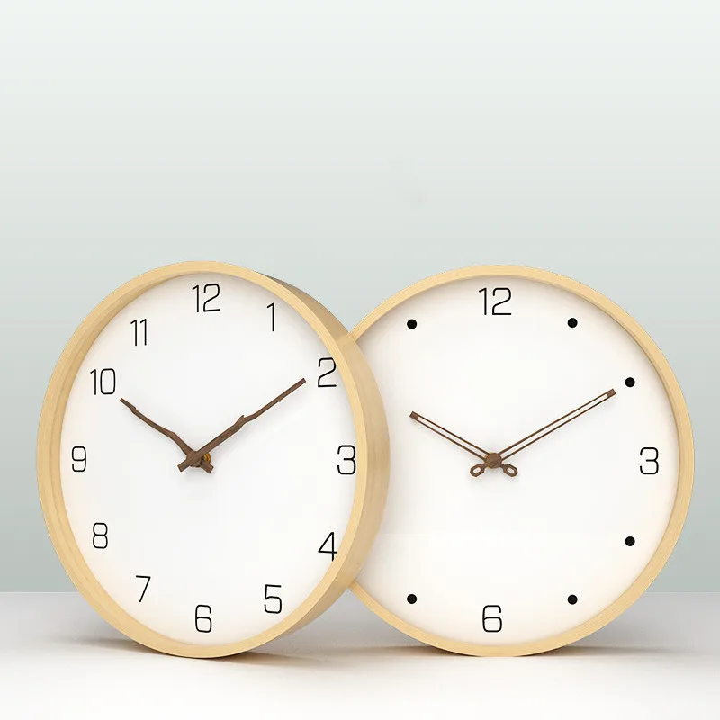 

Solid Wood Wall Clock Modern Creative Fashion Living Room Clock Bedroom Wall Clock Silent Wood Clock Circular