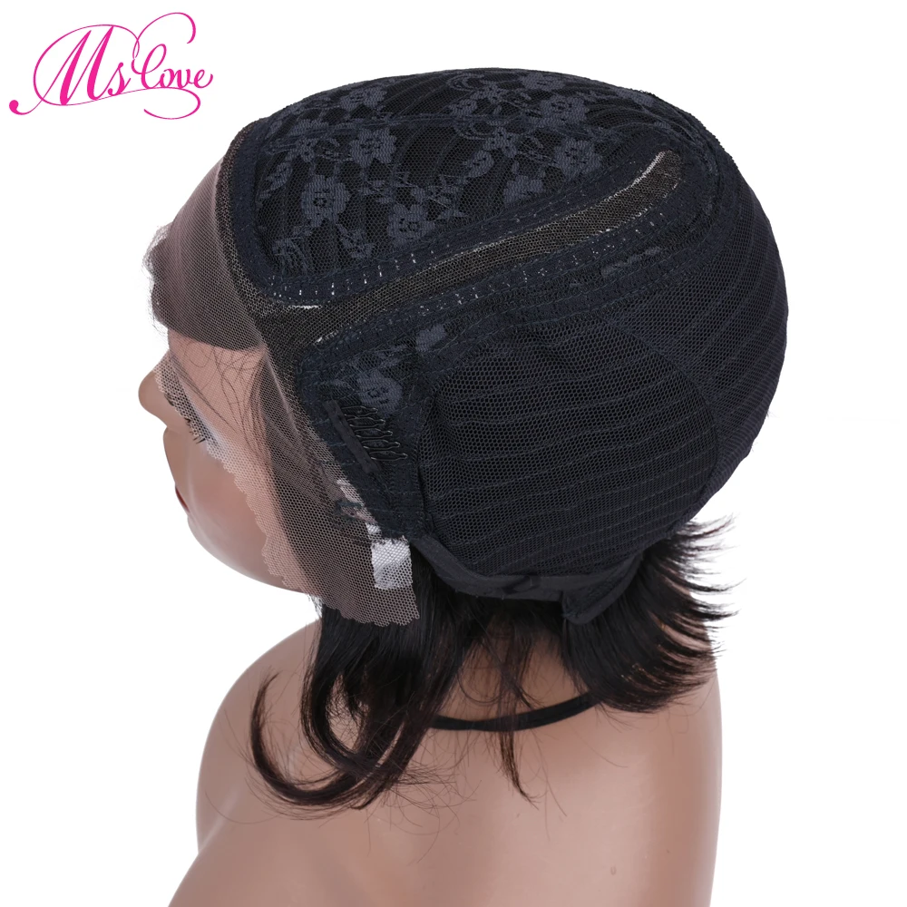 Парики из коротких волос прямые бразильские волосы Реми 150% плотность женские