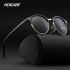 Солнцезащитные очки KDEAM круглые для мужчин и женщин, классические зеркальные поляризационные, с защитной коробкой, в комплекте CE