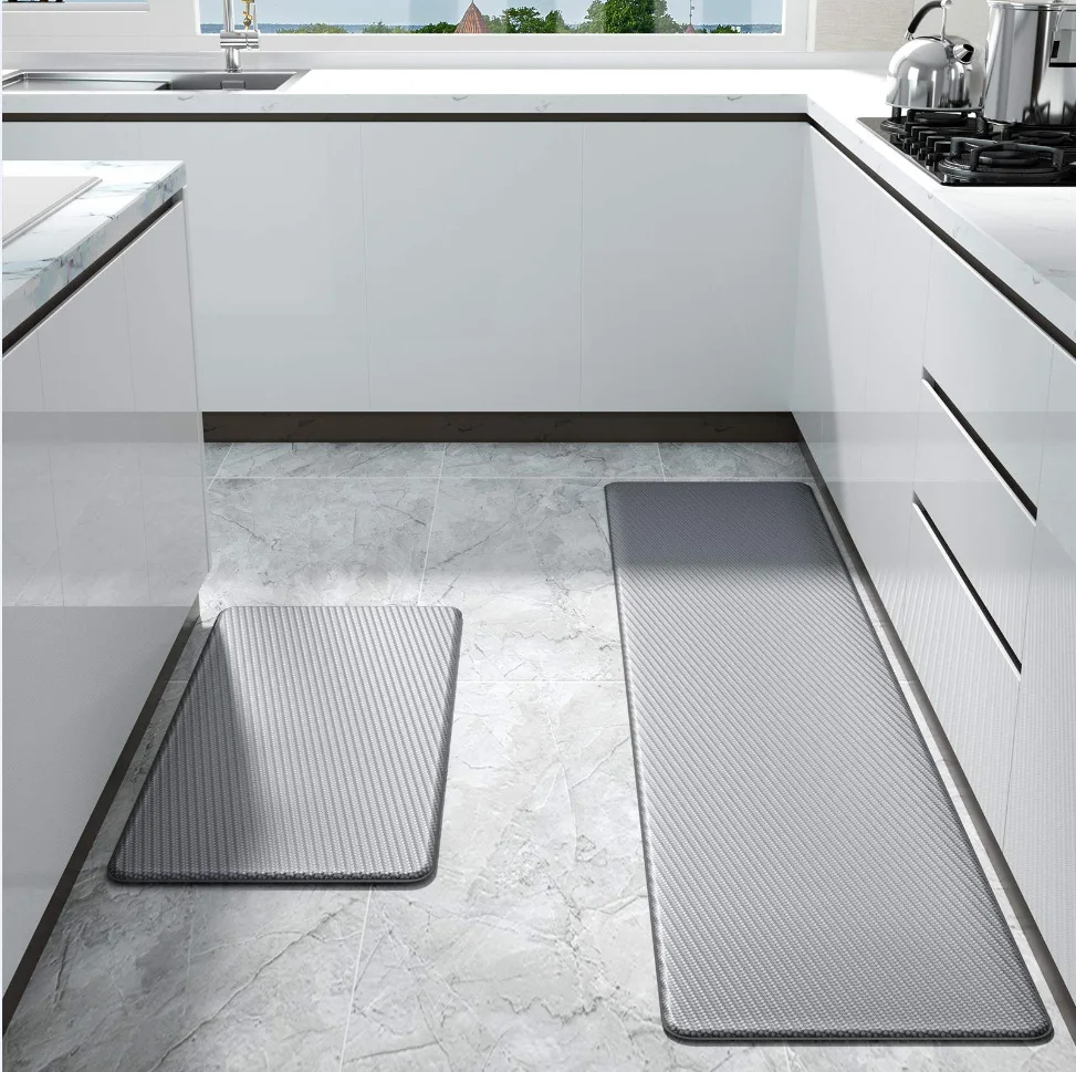 

Thickened floor mat Kitchen non-slip washable leather floor mat Rectangular solid color slow rebound door mat Scrubable