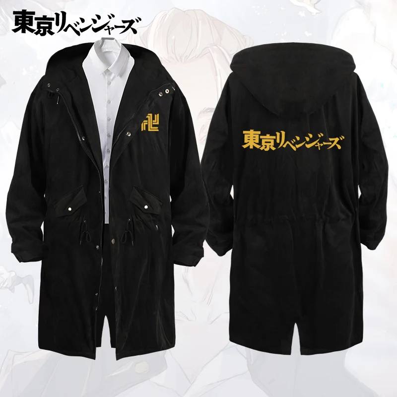 Толстовка с капюшоном в стиле аниме Токийский призрак тренчкот пальто хлопковое