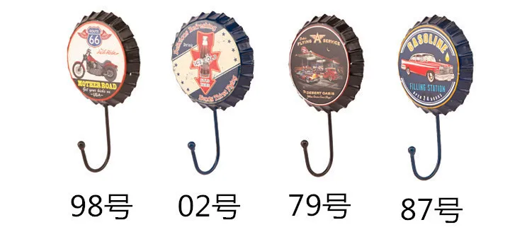 98 02 79 87 (4pcs) Креативный ретро-Утюг, пивная Крышка, крючки для одежды, крючки для одежды, магазины одежды, примерочные комнаты, настенные украшения - Цвет: 98 02 79 87 (4pcs)