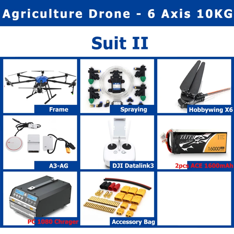 Suit II E610 6 оси плотность 10кг/10L распыления gimbal системы складной Квадрокоптер с распылительным насосом Дрон для сельского хозяйства - Цвет: Suit II