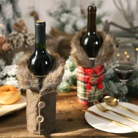 2pcspackage merry christmas wine bottle linen protective cover red wine champagne bottle bags decorations buy one get one free