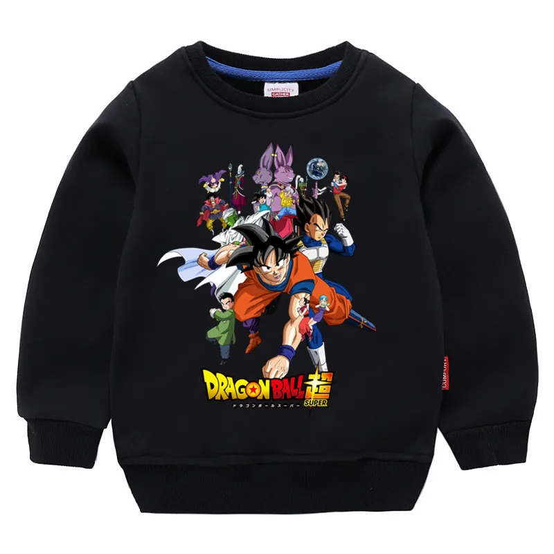 T102A-black Детские хлопковые толстовки с капюшоном с принтом «Dragon Ball Z super son goku», хлопковый пуловер для девочек, топы для маленьких мальчиков, осенняя одежда - Цвет: T102A-black