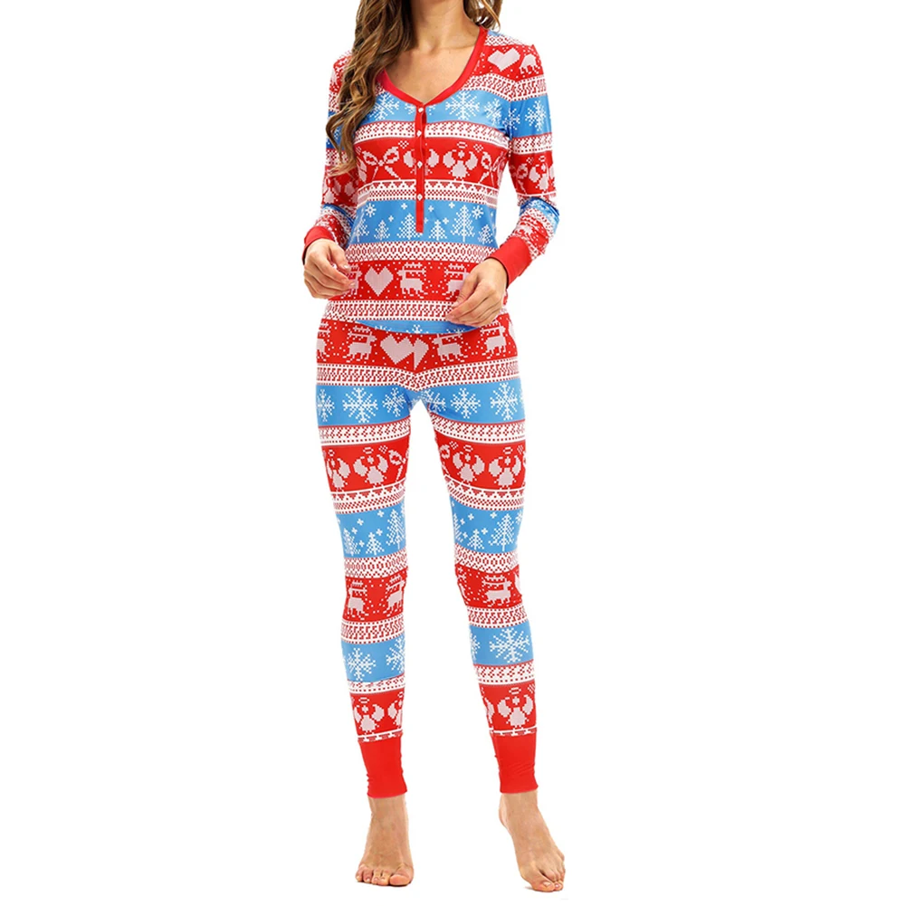 

2Pcs Pajamas Set Autumn Women Floral Print Slim Long Sleeve Pants Top Xmas Sleepwear Set Elastic Waist Comfortable Pijamas