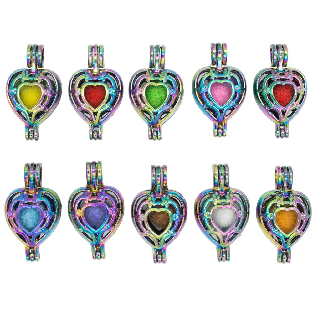 REYOW 1 шт. Радужный полый цветок сердце Устрица жемчужная подвеска в форме клеток