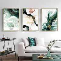 green agate abstract canvas painting golden leaf nordic posters and prints wall art pictures for living room modern home decor