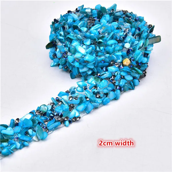 2cm width blue Горячая фиксация сетки 2,5 см 3,5 см ширина 1 ярдов/партия стразы цепь камень торт ленточная отделка свадебное украшение для шитья аксессуары - Цвет: 2cm width blue