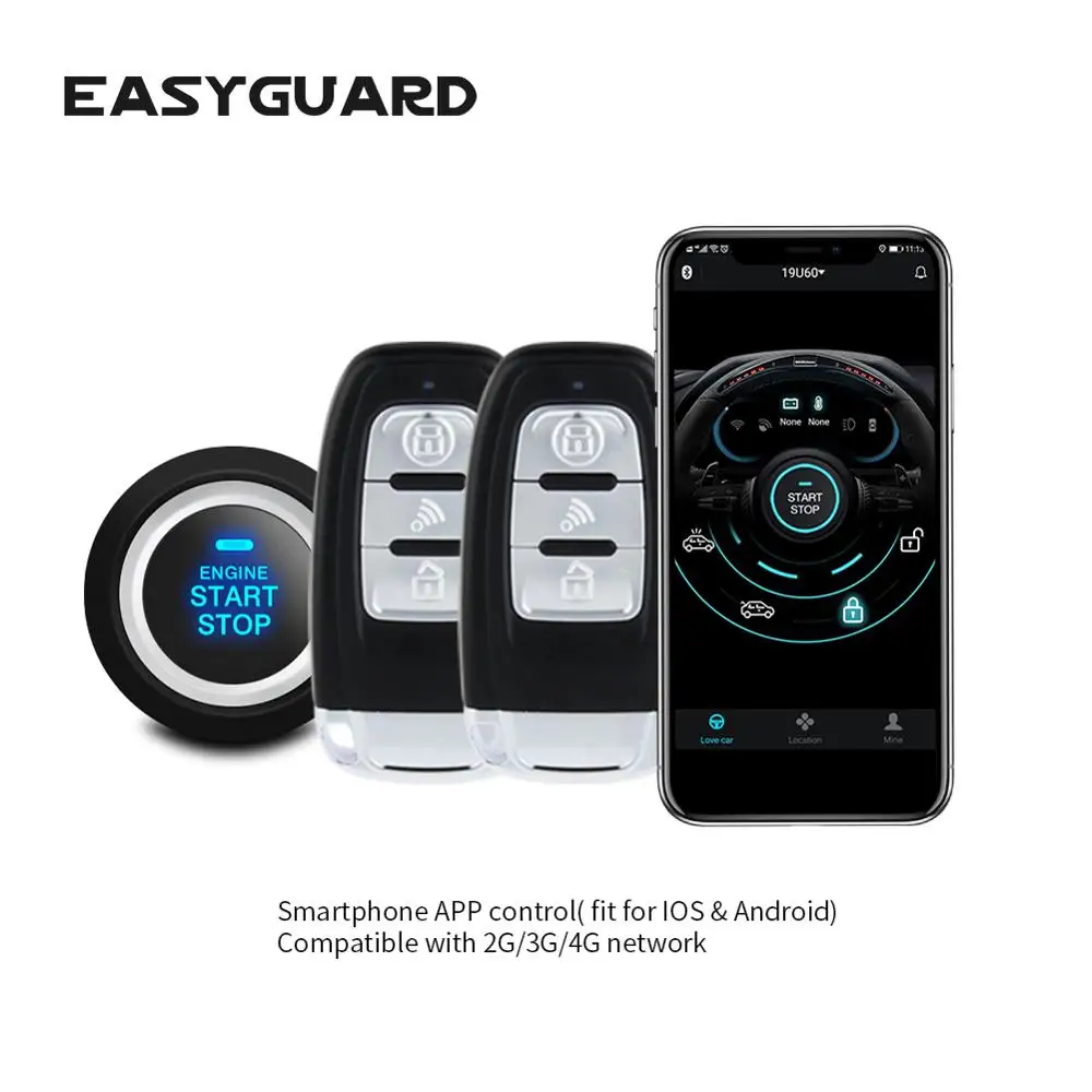 EASYGUARD телефон управления IOS Android приложение 4G 3G 2G бесключевая запись двигателя